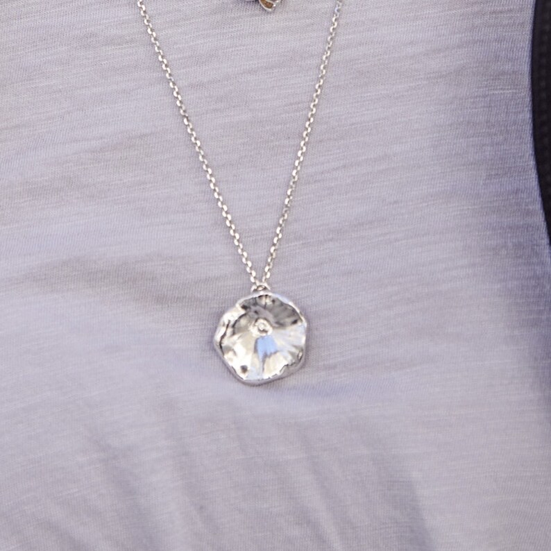 Sterling Silver Lotus Leaf Lotus Leaf Charm Necklace by Charming Little Lotus Botanical Lotus Flower Gifts Silver Lotus Jewelry