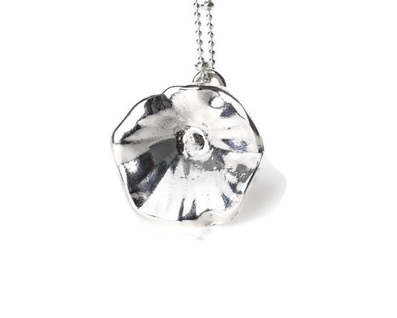 Sterling Silver Lotus Leaf Lotus Leaf Charm Necklace by Charming Little Lotus Botanical Lotus Flower Gifts Silver Lotus Jewelry