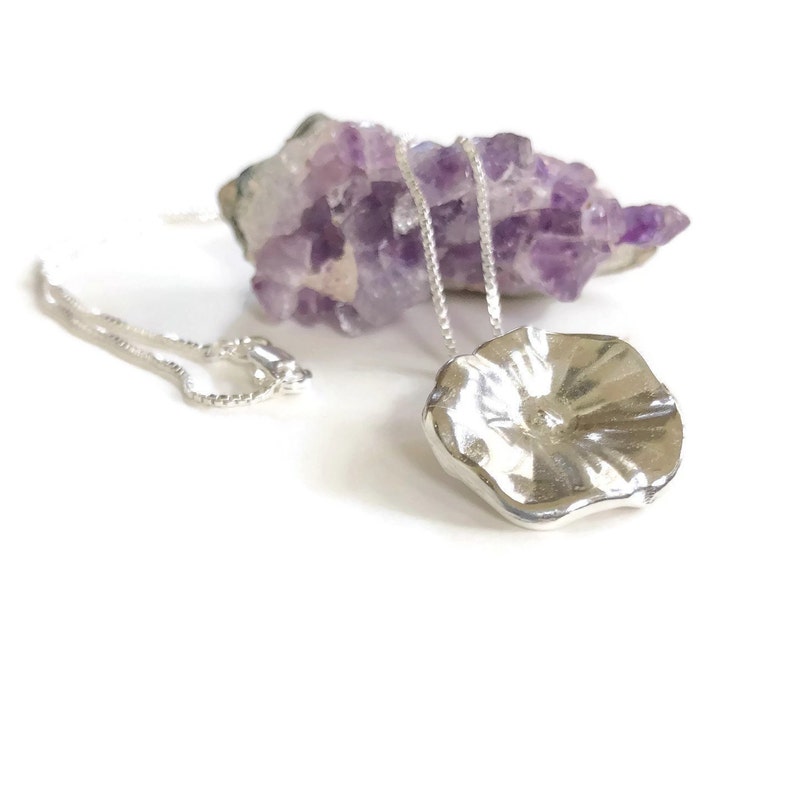 Sterling Silver Lotus Leaf Lotus Leaf Charm Necklace by Charming Little Lotus Botanical Lotus Flower Gifts Silver Lotus Jewelry