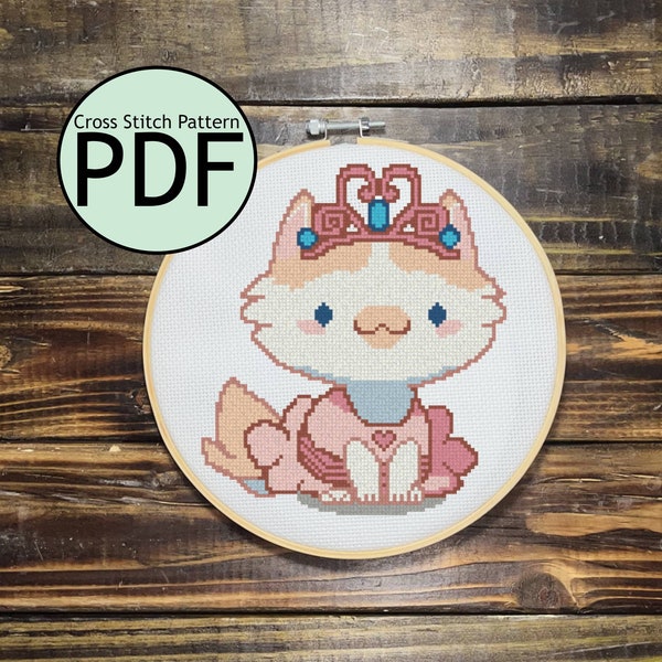 Princess Dress-up Cat Cross Stitch