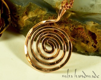 Hammered Pure Copper Spiral Pendant- Copper Jewelry - Handmade Artisan Jewelry