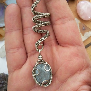Faceted Aquamarine Crystal Spiral German Silver Wire Hair Beads Jewelry Dreadlock Hair Dread Accessories