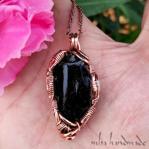Obsidian Crystal Pendant - Raw Black Obsidian - Handmade Unique Jewelry