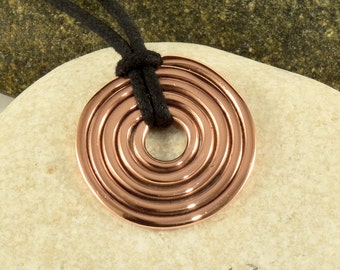 Hammered Pure Copper Spiral Viking Pendant Wire Wrapped Handcrafted by Mba Handmade - Copper Jewelry - Hammered Copper Pendant - Unisex