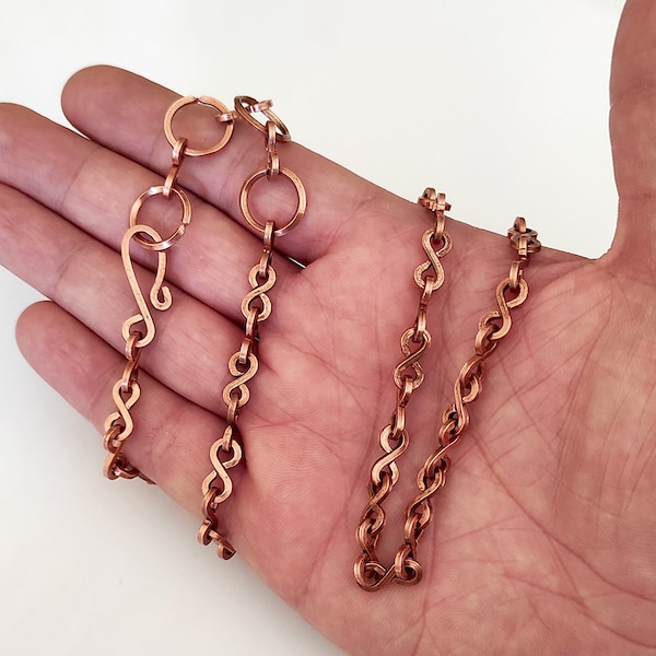 Handmade Pure Solid Copper Chain Lenght 20''-22''-24''-30'' / 50-56-61-76 cm