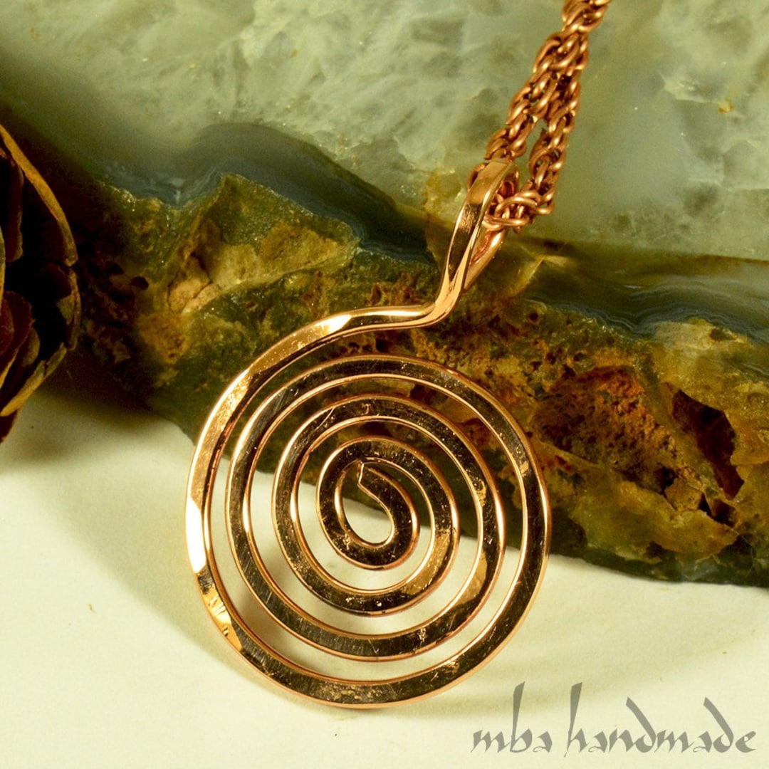 Copper Spangles Hammered Copper Spiral Pendant: Handmade Artisan Jewelry - Etsy