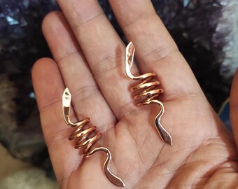 2 piezas de cuentas vikingas de cobre con forma de serpiente para el cabello, joyería para barba, accesorios para rastas.