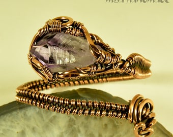 Cristallo di ametista anticato bracciale di rame bracciale filo avvolto gioielli pietra preziosa naturale cristallo guarigione