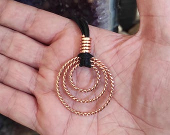 Sacred Cubit Tensor Ring Trio Hänge Empowerment & Lost Orgone Protection - Handgjorda smycken i ren koppar