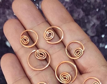 Aros de cobre puro con espiral celta para traviesas
