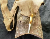 Poplar Bark Purse & Hip Bag Removable Straps Unisex One of a Kind OOAK Purse Handcrafted Leather Tribal Boho Hipster Bag