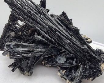 Fibrous Black Tourmaline Cluster: Erongo Namibia Schorl Display