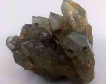 Green Chlorite Quartz Points Cluster: Raw Zambia Crystal