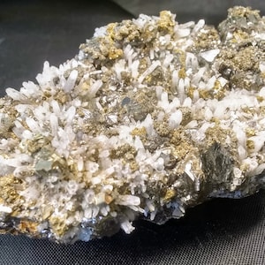 Quartz Cubic Pyrite Sphalerite Cluster from Huanzala Mine Peru Points Crystal Cluster Quartz with Pyrite