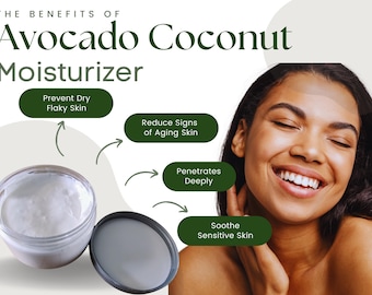 Avocado Coconut Moisturizer Plant Based Natural Moisturizing Lotion for Face and Body Nourishes the Skin Naturally