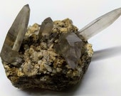 Smoky Quartz Points Feldspar Cluster Specimen Crystal Sacred Healing from Malawi