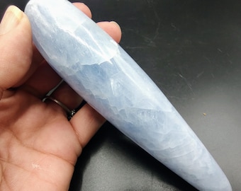 5.5" Blue Calcite Polished Crystal Wand Sacred Stone