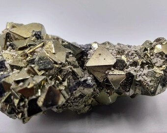 Peruvian Pyrite Crystal Cluster: Octahedral with Dolomite & Sphalerite