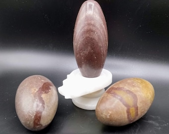Shiva Lingam Crystal Set: Sacred Stone with Dolomite Yoni Stand