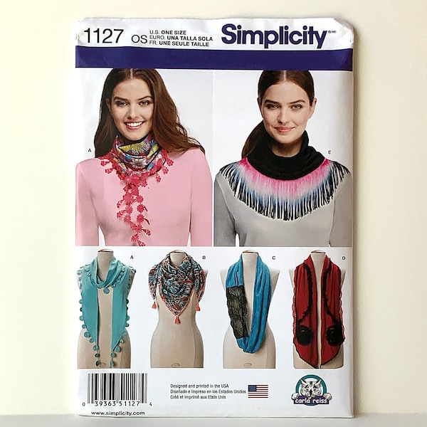 UNCUT Simplicity 1127 Sewing Pattern. Scarf Patterns; Stylish Scarf Patterns for Cool and Cold Weather.