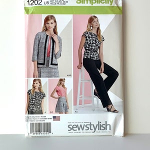 UNCUT Simplicity 1202 Sewing Pattern. Misses', Petite, Women's Top, Skirt, Pants, and Unlined Jacket. Professional Business Wear for Women.