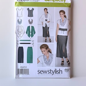 UNCUT Simplicity 1920 Sewing Pattern. Misses&#39;/ Women&#39;s Skirt, Top, Jacket, Scarf and Belt. Nice, Casual Spring Outfit.