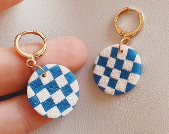 Blue Checkered Earrings