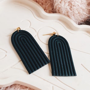 Black Rainbow Polymer Clay Earrings / Handmade Black Minimalistic Jewelry