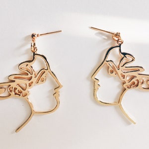 Unique Face Earrings Statement Jewelry Exclusive handmade earrings head earrings golden wire human face fashion metal hands earrings tumblr Angel