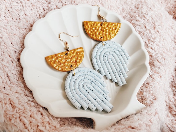 Buy Handcrafted Clay Earrings ,handmade Shell Jewelry, Brides Earrings for  Wedding Day, Nickel Free, Statement Earrings, Gold Hoops Gift Online in  India - Etsy | Clay earrings, Shell jewelry, Bride earrings
