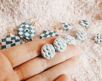 Knitted Cozy Studs / Polymer Clay Earrings