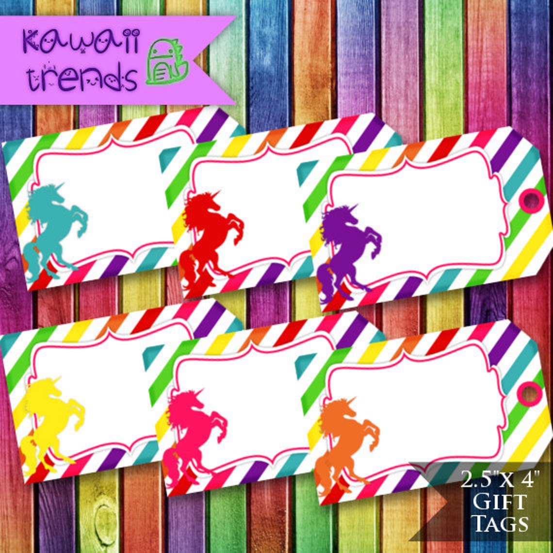 unicorn rainbow gift tags printable rainbow birthday party