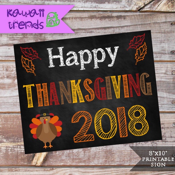 Happy Thanksgiving Sign Digital Thanksgiving Chalkboard ...
