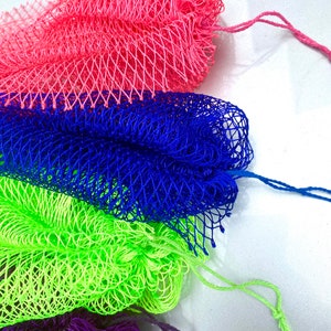 LARGE Exfoliating African Net Sponge, Wholesale Body Sponge, Body Scrub, matching color strings