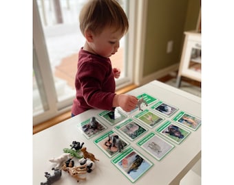 Toddler Matching Animal Game Juego Laminado Flash Card Set para Montessori Learning / Montessori Toy durante 15 meses - 3 años