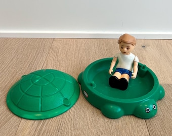 Accesorio para exteriores Little Tikes Turtle Sandbox, raro, de 1989: juguete vintage para casa de muñecas