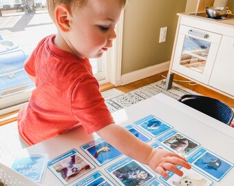 Juego de animales marinos para niños pequeños Juego de tarjetas laminadas para aprendizaje Montessori / Juego Montessori durante 15 meses - 3 años