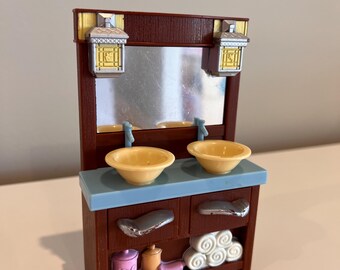 Lavabo de baño de la familia Loving de Fisher Price 2008 / Mueble de repuesto para casa de muñecas
