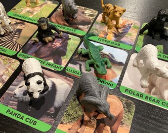 Zoo animal juego a juego para niño pequeño con tarjetas flash estilo Montessori