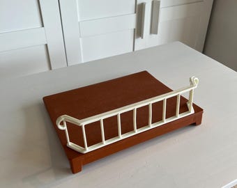 Reemplazo de patio para casa de muñecas con techo azul de Little Tikes vintage y barandilla blanca / Pieza vintage auténtica