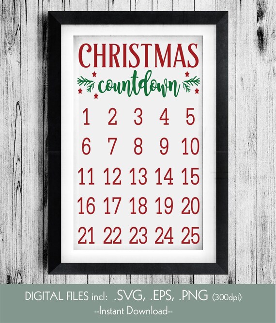 Advent Calendar Svg Christmas Countdown Stencil Svg Etsy