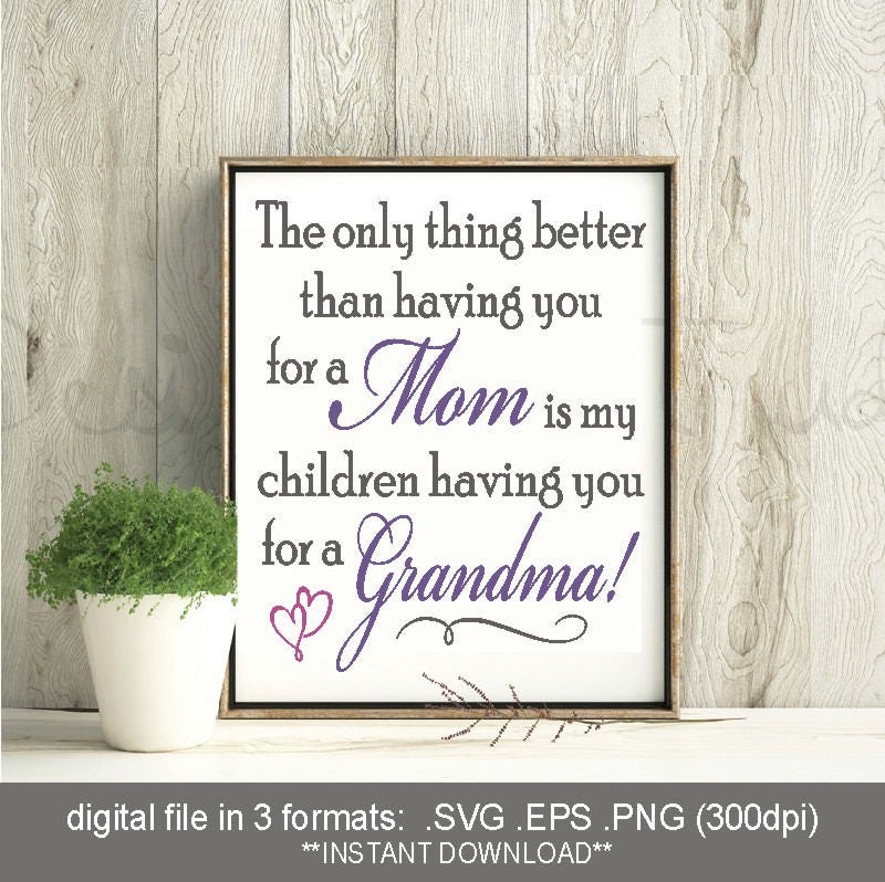 Download SVG Mom only thing better having you for a Grandma | Etsy