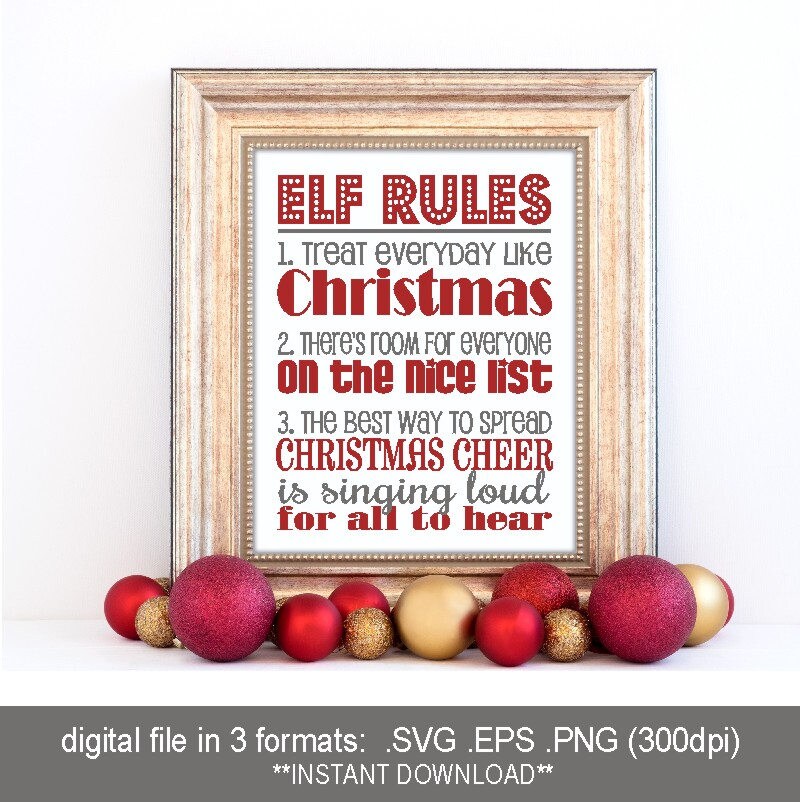Download SVG Elf Rules / Elf digital print / christmas cheer sign ...