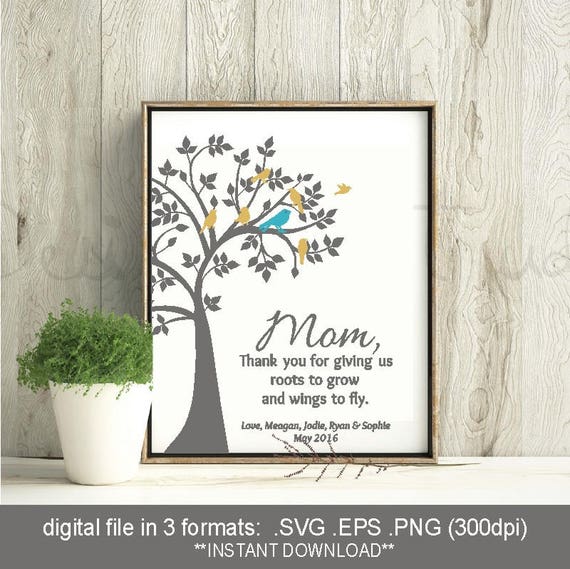 SVG family tree birds mothers day gift 