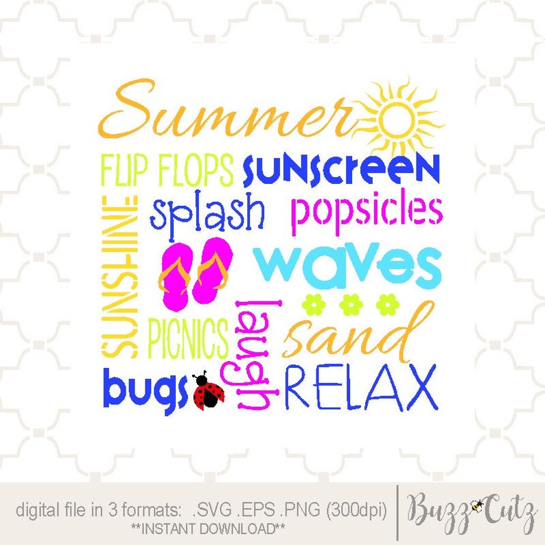 Download SVG Summer word collage / summer theme print / summertime ...
