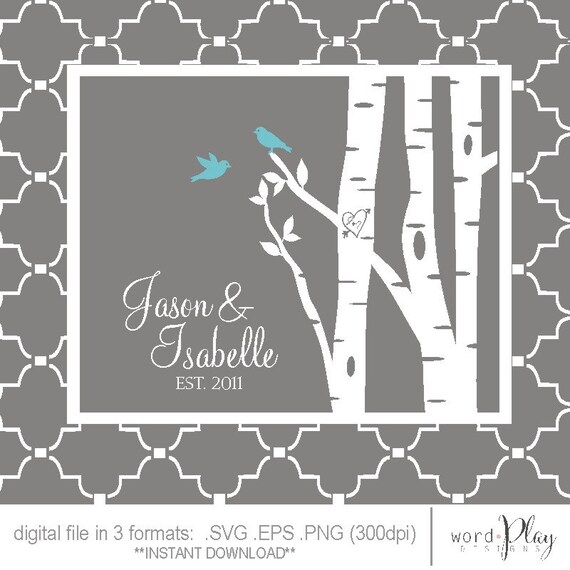 Svg Birch Tree Love Birds Print Wedding Date Svg Birch Tree With Birds Tree Branch Svg Tree Birds Svg Anniversary Print Wedding Tree - 