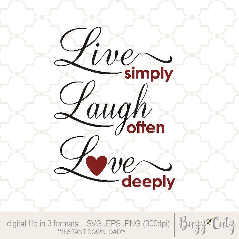 Download SVG Live Simply Laugh often Love Deeply / valentine print / | Etsy