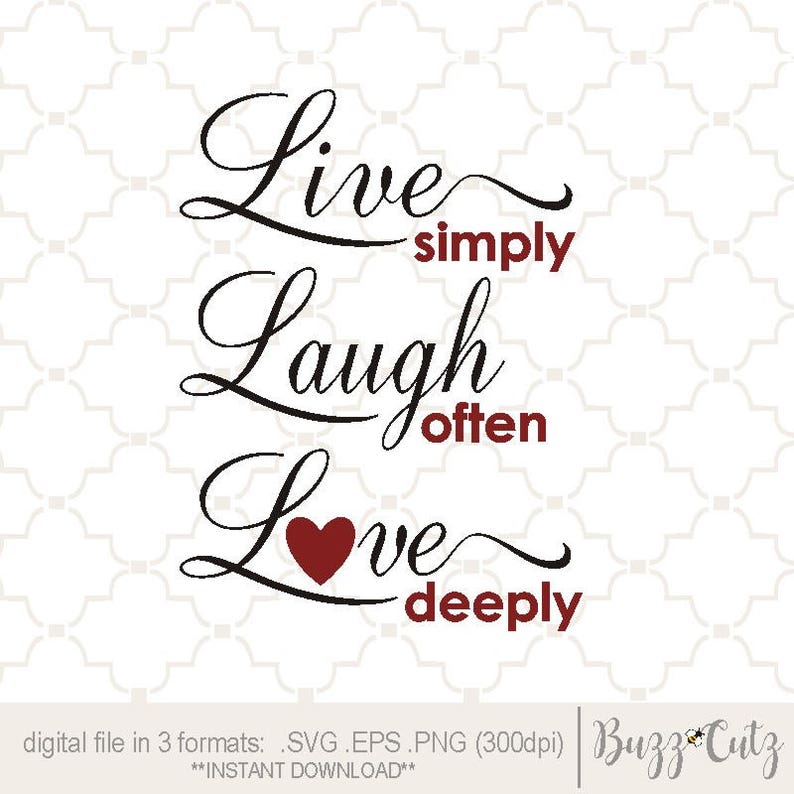 Download SVG Live Simply Laugh often Love Deeply / valentine print / | Etsy