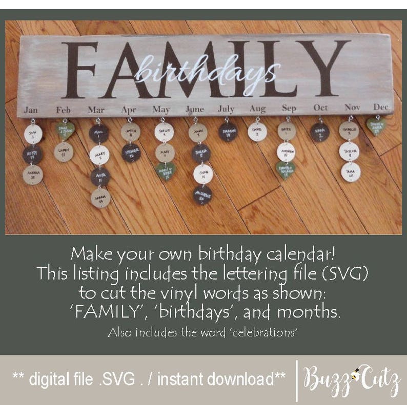 Download SVG Family birthday calendar birthday calendar cricut | Etsy
