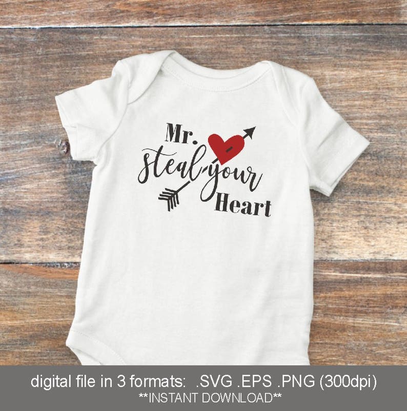 Download SVG Mr Steal your heart / valentine onesie design for boy ...